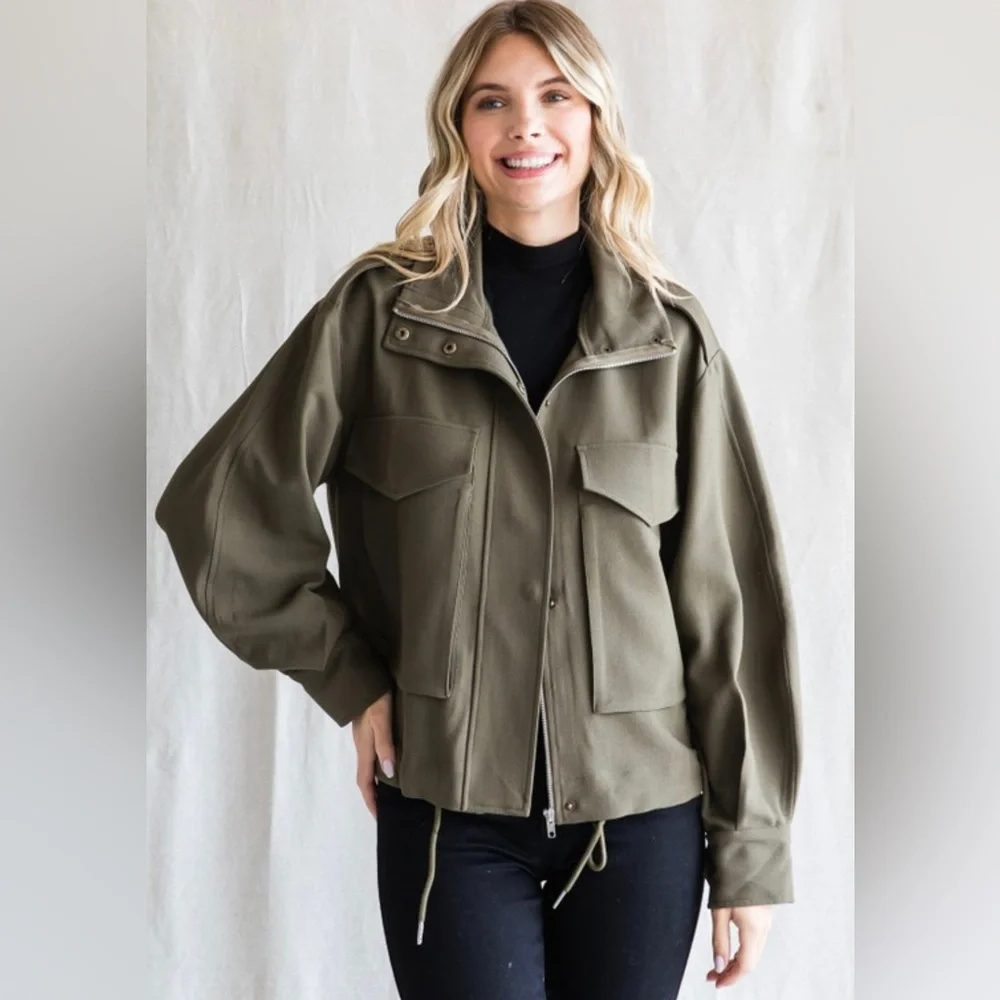 🍁 OLIVE 🍁 Lightweight Fall Jacket - Picture 1 of 3